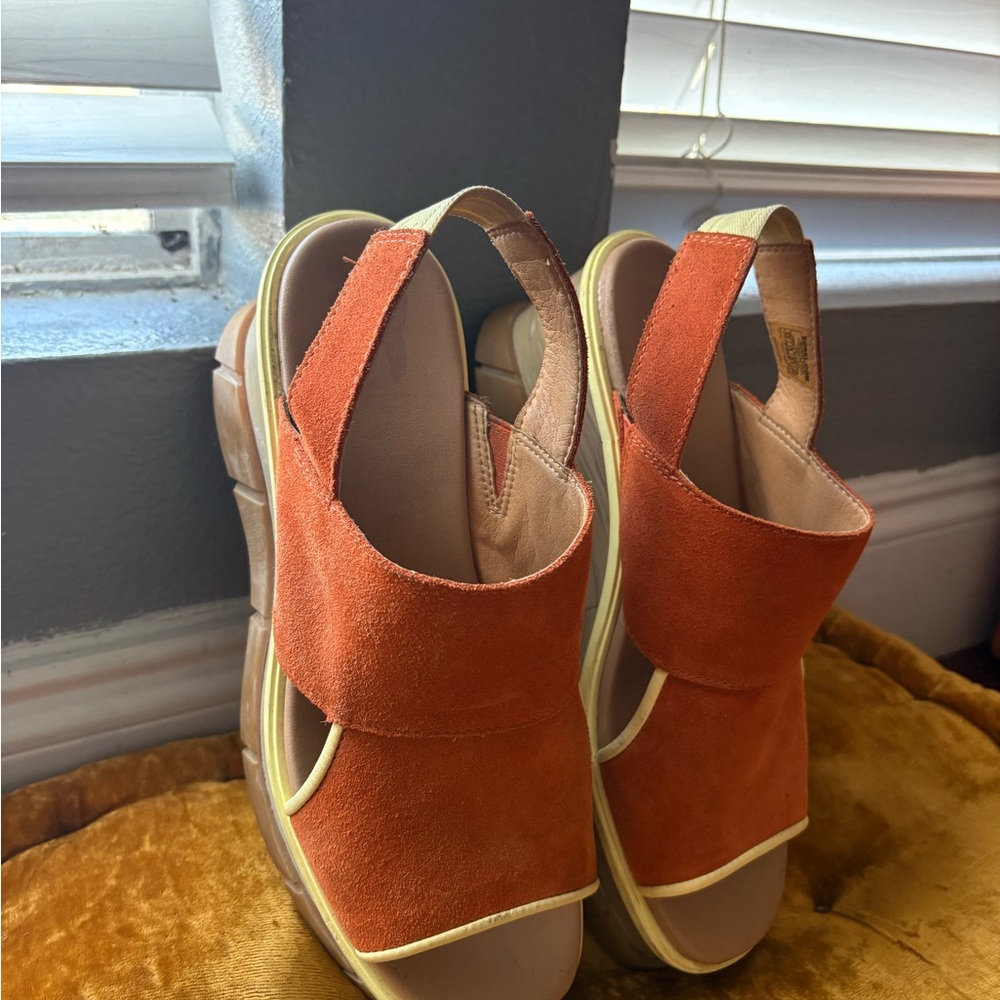 Sorel Women's Rust Orange Suede Open-Toe Slingback Clogs - Picture 5 of 5